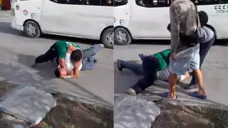 “Se pelearon  por el pasaje": Operadores de transporte público se agarran a golpes en plena calle de Cancún (VIDEO)  