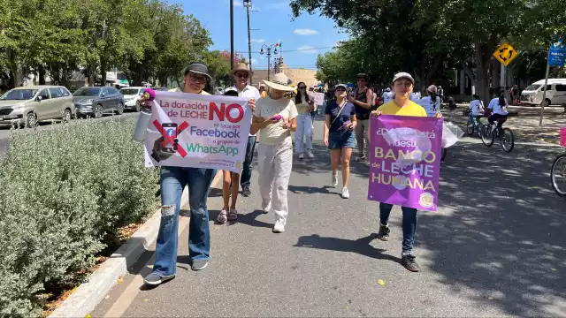 Integrantes de la Fundación Mexicana de Lactancia Humana encabezaron la marcha