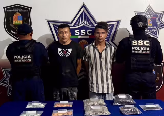 Los sujetos detenidos fueron presentados por la SSC de Quintana Roo.