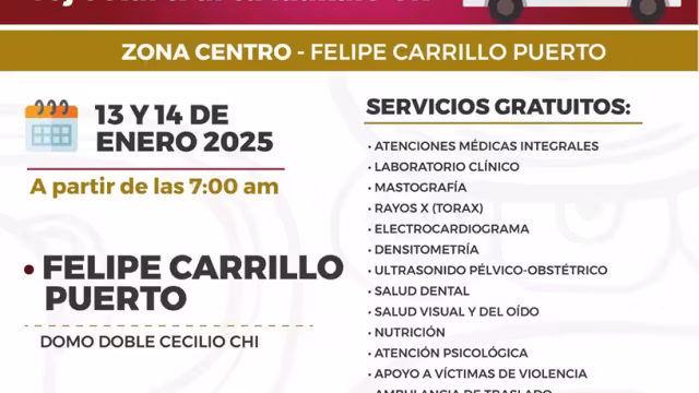 Fechas y servicios en Felipe Carrillo Puerto