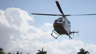 El helicóptero Bell de la SSP Yucatán se encargó del traslado