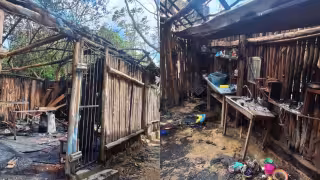 Aunque los dueños y vecinos intentaron apagar el fuego, el siniestro consumió las dos estructuras