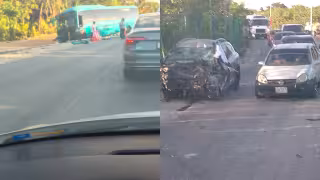 Fuerte accidente en carretera Punta Sam: Autobús Del Valle impacta una camioneta