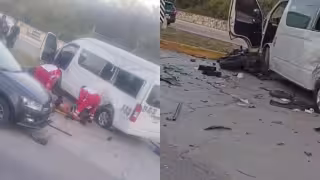 Motociclista se impacta contra van de transporte público en Playa del Carmen
