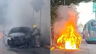 El conductor logró salir del vehículo antes de que el fuego se extendiera por completo