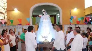 Tixkokob recibe imagen  renovada de la Virgen de la  Concepción