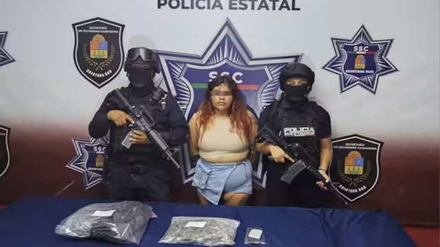 Policías estatales detienen a mujer por posesión de hierba seca en Cancún