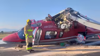 Se estrella helicóptero usado como ambulancia en inmediaciones de aeropuerto en Oaxaca.