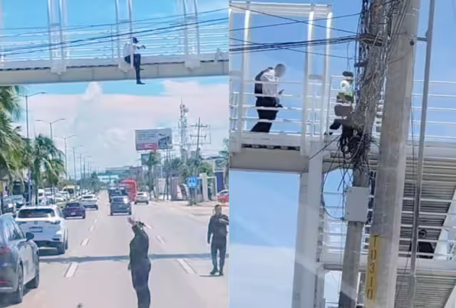 Después de unos minutos, el hombre bajó por su propia cuenta, siendo atendido por autoridades