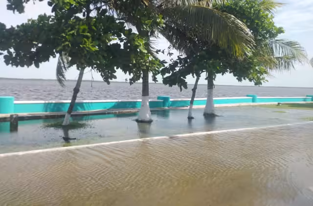 El nivel del agua del Estero de Sabancuy subió debido a la tormenta tropical "Francine" en el Golfo de México.