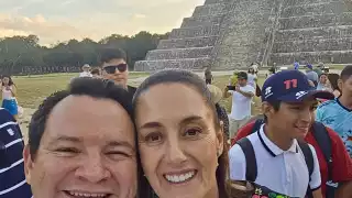 Joaquín Díaz Mena recibe a Claudia Sheinbaum en Chichén Itzá y destaca su compromiso con el patrimonio cultural 