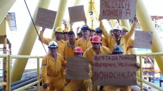 Nueva manifestación en Nohoch-Alfa: petroleros exigen mejores condiciones