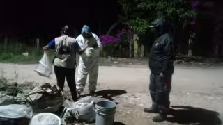 Ante la agresividad de las abejas, varios trabajadores resultaron con múltiples picaduras en diversas partes del cuerpo