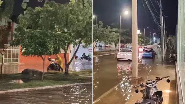 La avenida María Lavalle Urbina quedó intransitable debido a las fuertes lluvias en la capital del estado