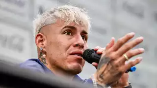 Cristian 'Chicote' Calderón en conferencia en Coapa