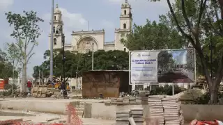 Las obras en la Plaza Grande de Mérida se terminarán antes del 1 de octubre
