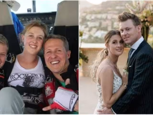 Shumi y sus hijos antes del accidente, así como en la boda de Gina