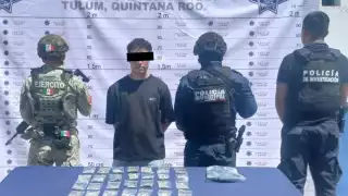 Detienen en Tulum a Kevin ‘N’ con 28 envoltorios de marihuana; será investigado por narcomenudeo