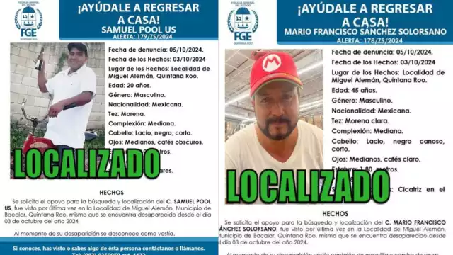 Localizan con vida a dos de los cuatro trabajadores desaparecidos en Bacalar