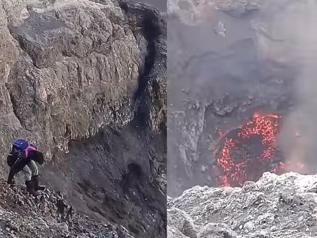 Ignorando el peligro que representa esa clase de entorno, los excursionistas disfrutaron de la expedición