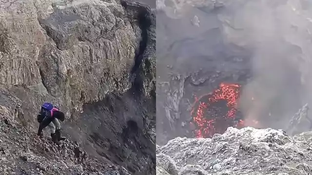 Ignorando el peligro que representa esa clase de entorno, los excursionistas disfrutaron de la expedición