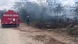 Una palapa deshabitada fue consumida por un incendio en la carretera Tulum–Cobá