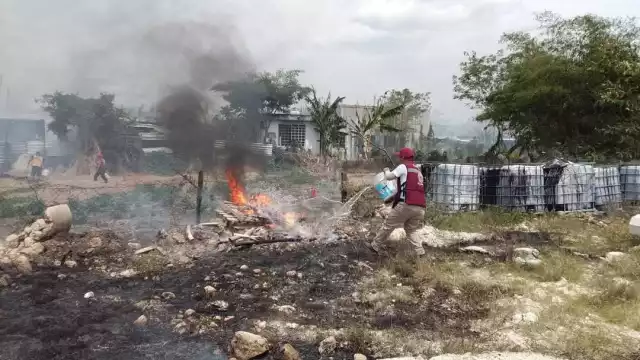 Un incendio de maleza se registró en la colonia Fátima, provocado por la probable quema de basura no controlada.