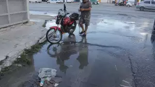 Rebose de aguas negras genera pestilencia en la Av. José López Portillo de Cancún