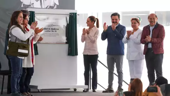 Claudia Sheinbaum durante la inauguración de la UMF 93 del IMSS en Ecatepec Claudia Sheinbaum durante la inauguración de la UMF 93 del IMSS en Ecatepec