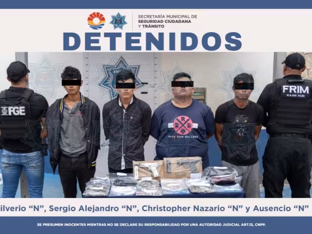 Los detenidos fueron identificados como Silverio “N”, Sergio Alejandro “N”, Christopher Nazario “N” y Ausencio “N”