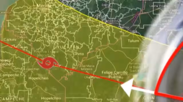 Así sería la trayectoria del Huracán Beryl en el interior de la Península de Yucatán