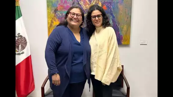 Citlalli Hernández, secretaria general de Morena y Luisa María Alcalde, secretaria de Gobernación