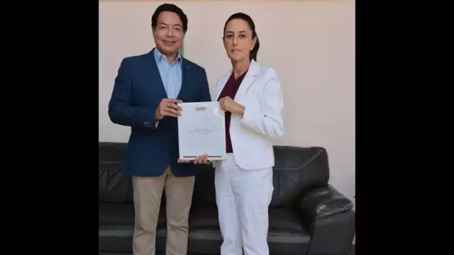 Mario Delgado, líder nacional de Morena y Claudia Sheinbaum, virtual presidenta electa de México