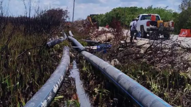 Así luce la tubería dañada en Sisal