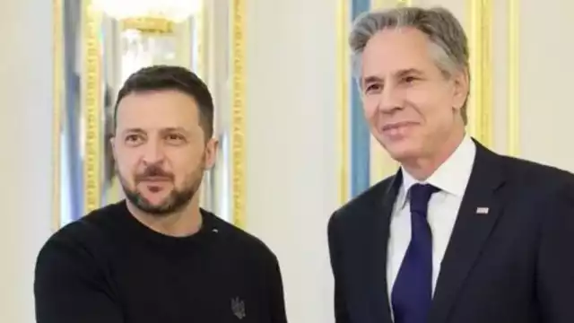 Volodimir Zelenski, presidente de Ucrania y Antony Blinken, secretario de Estado de Estados Unidos