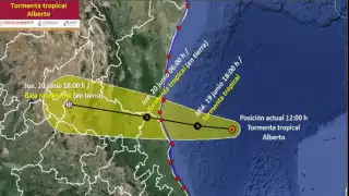Sigue en tiempo real la trayectoria de la Tormenta Tropical Alberto