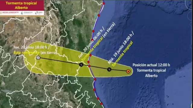 Conoce en tie mpo real la trayectoria de la Tormenta Tropical Alberto