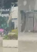En Mérida, un operador del Va y Ven ayudó a una mujer en silla de ruedas durante una intensa lluvia.