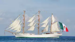 El Buque Escuela Cuauhtémoc llegó a Puerto Progreso, Yucatán