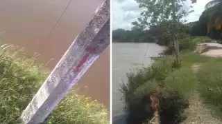 Urge sustituir poste de CFE a punto de caer al río Palizada, advierten pobladores