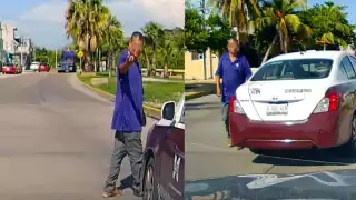 Por manejar despacio, taxista de Ciudad del Carmen persigue y hostiga a conductora; lo exhiben