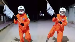 Con creatividad, vecino de Samahil, Yucatán, pide que tapen los baches de su calle