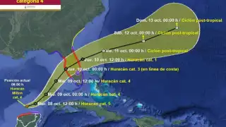 Huracán Milton categoría 4 se mantiene cerca de las costas de Yucatán y Quintana Roo