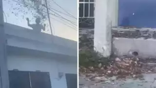Captan al padre del Secretario de Morena en Champotón tirando basura desde el techo de su casa