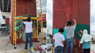 Dan vida al distribuidor vial de Campeche con murales que reflejan la historia y orgullo de Campeche