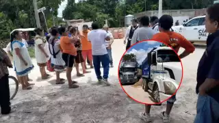 Sindicatos de volqueteros suspenden obra en Dzitbalché; exigen ser incluidos en trabajos de acarreo
