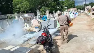 Fumigan panteón de Hecelchakán para prevenir dengue en Día de Muertos