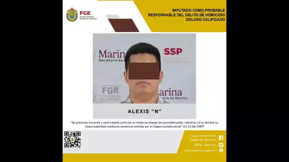 La FGE de Veracruz detalló que Alexis fue detenido y presentado ante un juez, quien dictó prisión preventiva oficiosa La FGE de Veracruz detalló que Alexis fue detenido y presentado ante un juez, quien dictó prisión preventiva oficiosa