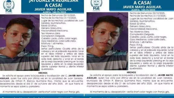 Activa la Fiscalía General del Estado búsqueda de Javier Mayor Aguilar, uno de los desaparecidos en Juan Sarabia