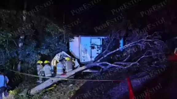 Camión se estrella tras perder el control: paramédicos atienden a dos lesionados